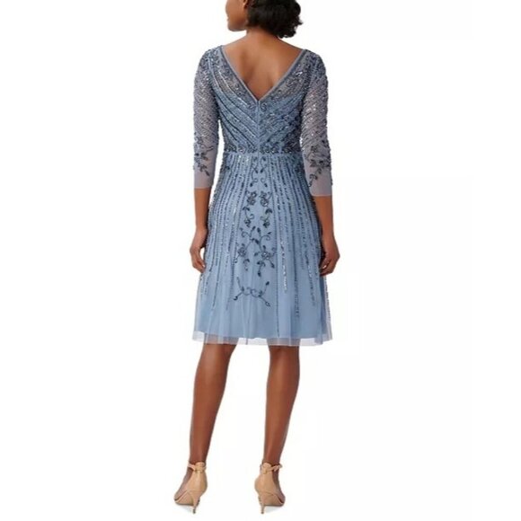 NWT Adriana Papell Beaded Sequin Cocktail Dress Size 0 Retail $279 - Picture 2 of 10